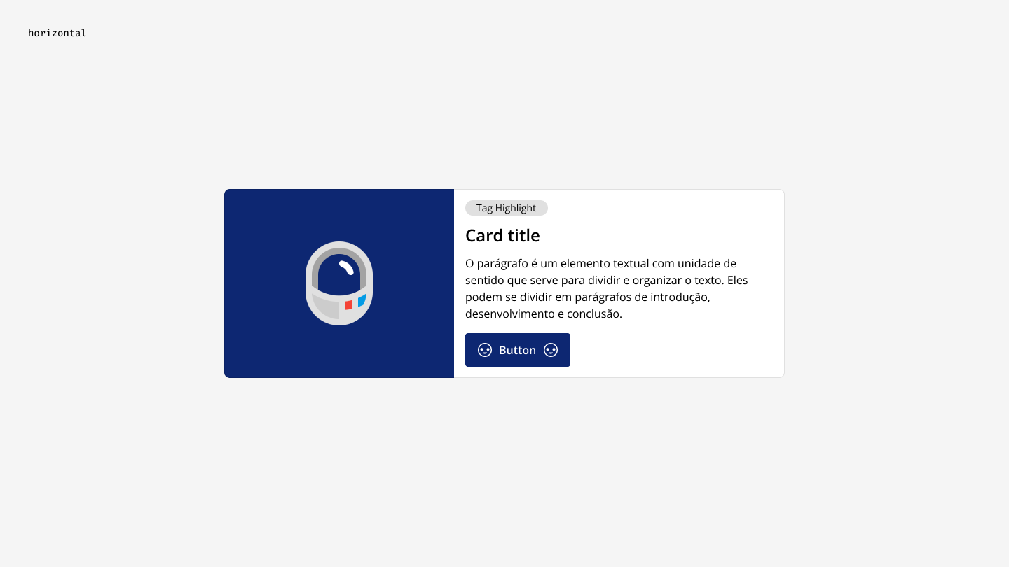 Variante horizontal do componente documentada para handoff